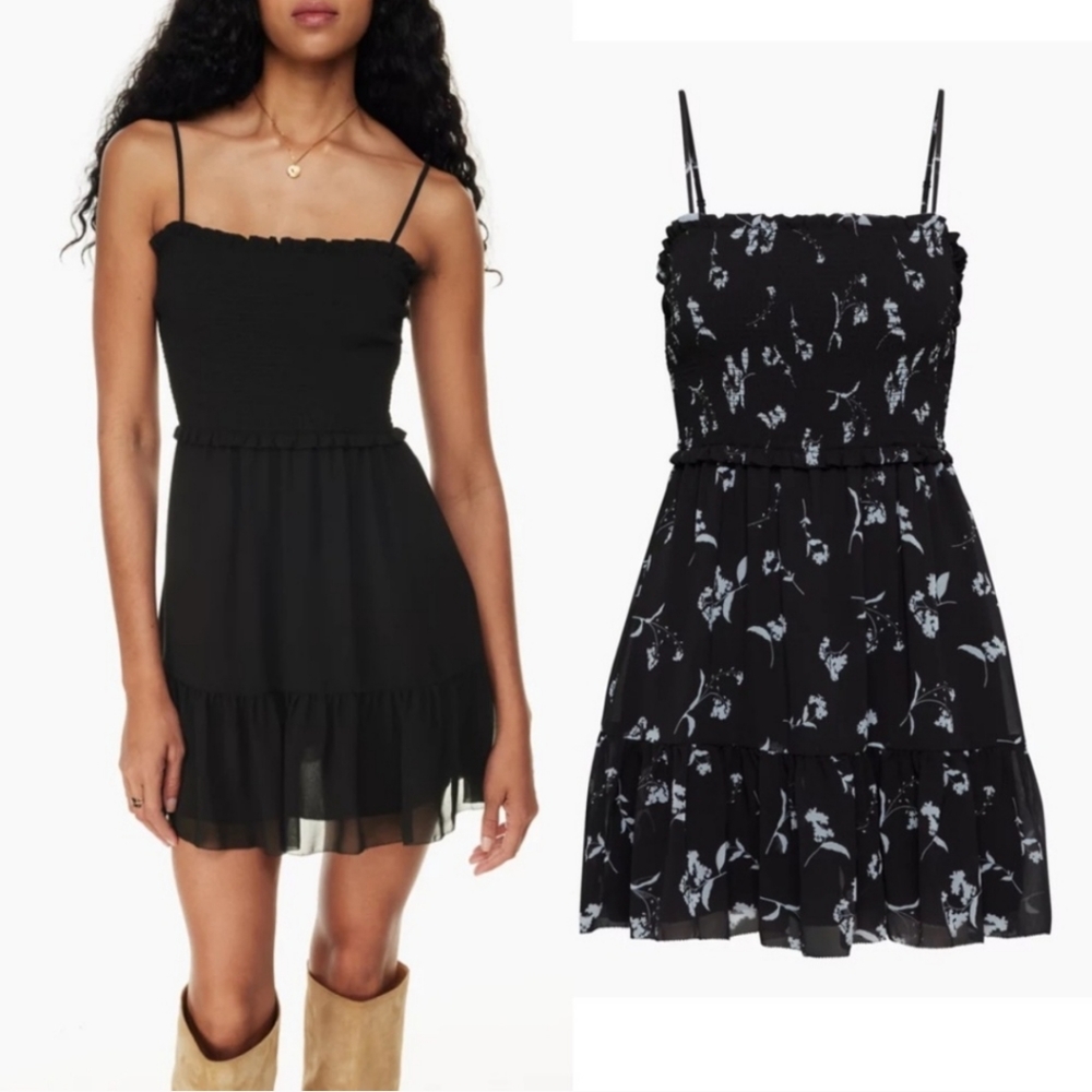 Wilfred XS Dress Black and baby blue aritzia